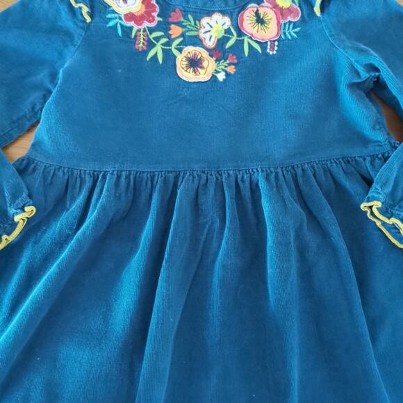 Mud Pie toddler girls Embroidered  Cord Dress Navy blue color girls size 4T EUC - Picture 2 of 10